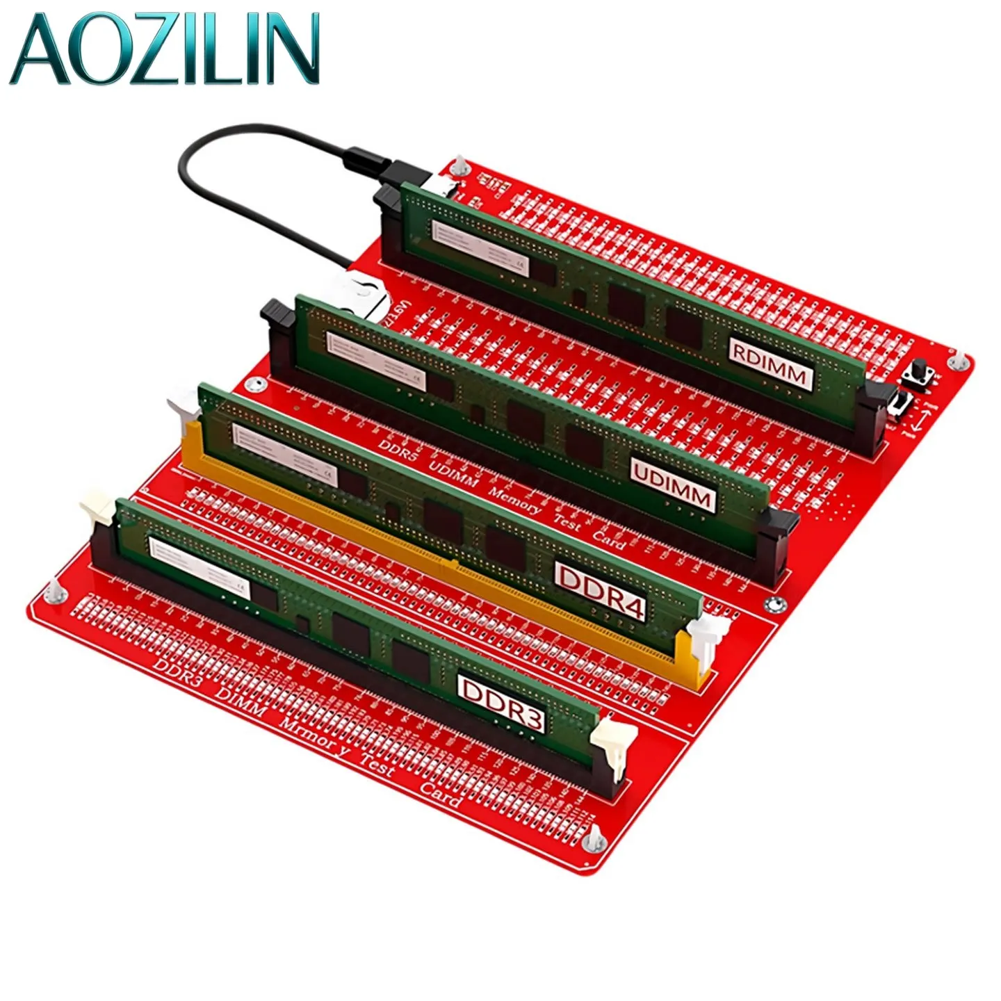 AOZILIN DDR3 DDR4 DDR5 RAM-Testkarte, USB-betriebenes Diagnose- und Reparaturwerkzeug für Desktop- und Server-Speichermodule