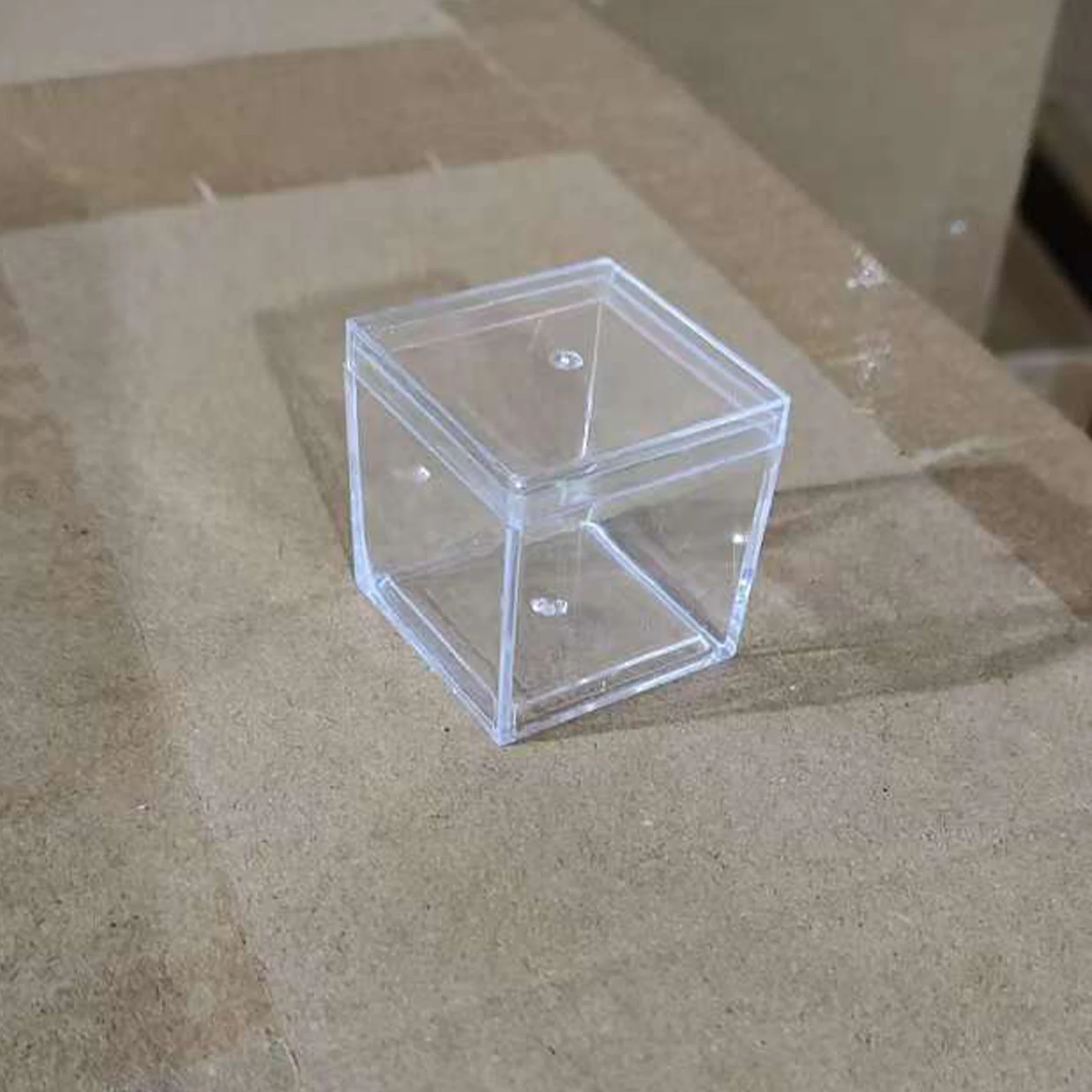 

50 Pcs Mini Square Acrylic Transparent Plastic Packaging Box Handheld Display Storage Box with Cover
