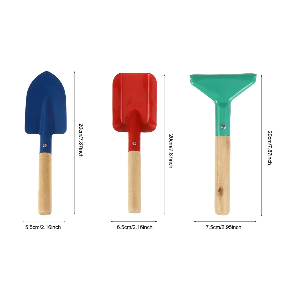 5Pcs Kinder Garten Werkzeuge Holzgriff Kompakte Tragbare Pädagogische Gartenarbeit Schaufel Rechen Handschuhe Set Kinder Gartenarbeit Set