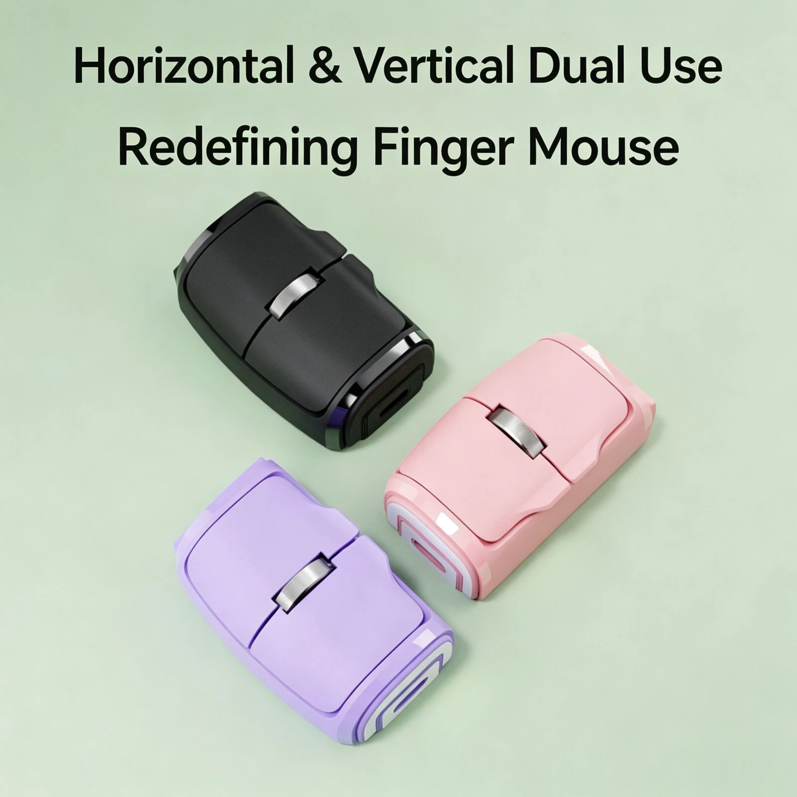 Dual Mode Bluetooth & 2.4G Wireless Finger Ring Mouse Horizontal Vertical Dual Use Mini Rechargeable Mouse for Laptop Tablet