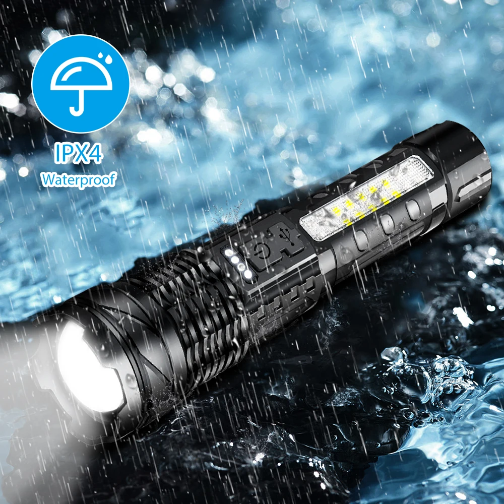 Imagem -04 - Boruit-tocha Zoomable Recarregável à Prova Dágua Lanterna Poderosa Camping Lanterna de Caça Nm1 Led 2600mah 30w tipo c