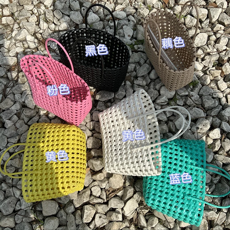 Pure Hand-woven Summer Round Straw Tote Waterproof Beach Handbags Large-capacity Holiday Bascket Beach Bag Towel Woven Bags