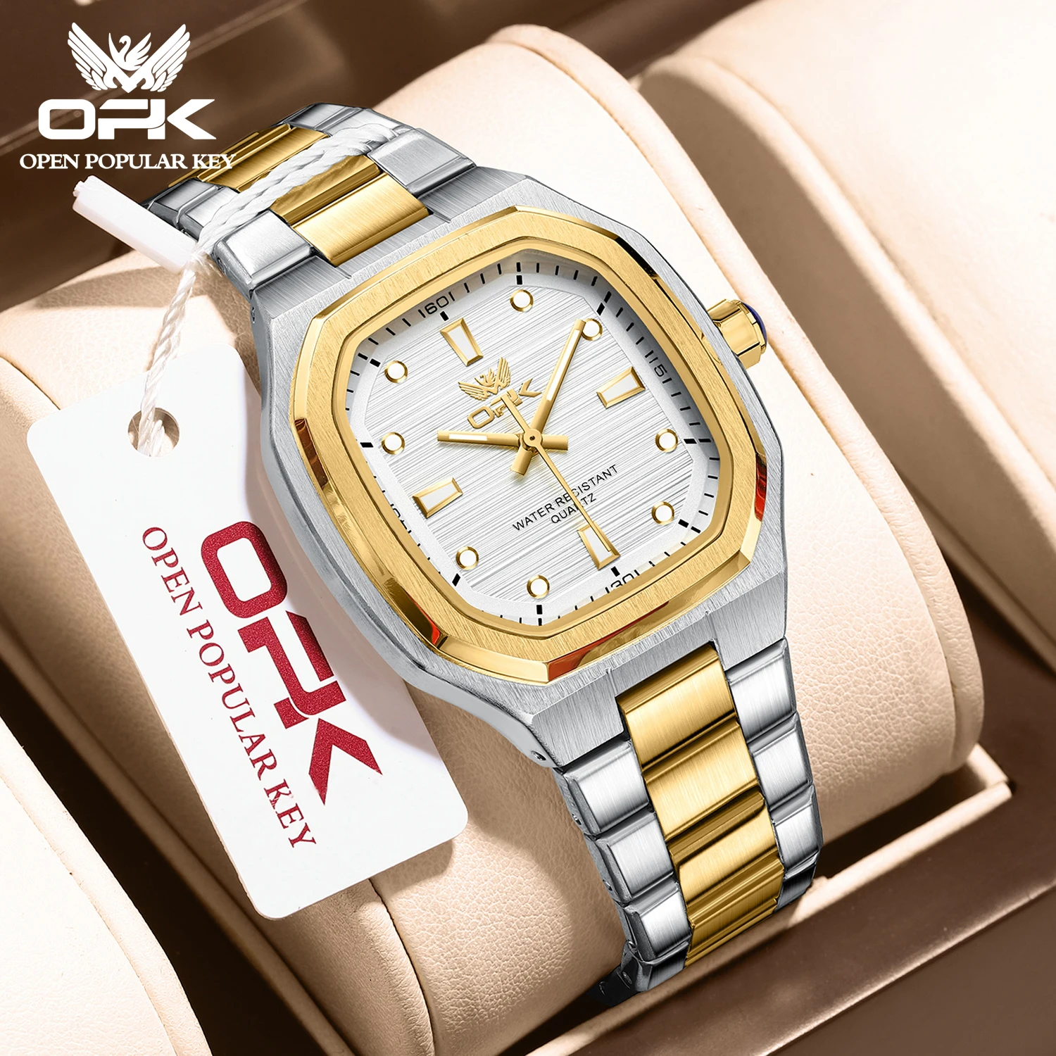 

OPK 6044, кварцевые мужские часы со стальным ремешком, водонепроницаемые светящиеся мужские наручные часы с автоматической датой, простые модные часы для мужчин