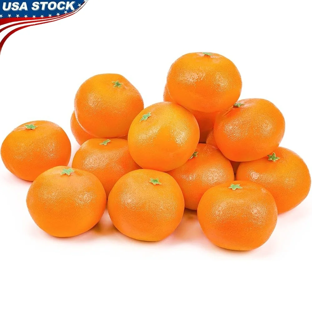 

16 Pcs Fake Oranges Decorative Realistic Fruit Home Kitchen Decor Lifelike Oranges Reusable Party Decorations Photography Props