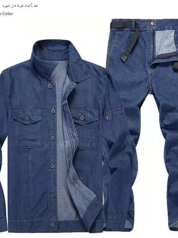Men's Denim Shirt Long Sleeve Thin Breathable Loose Fit Deep Blue Wear Resistant Casual Outerwear Summer Work Uniform view 2