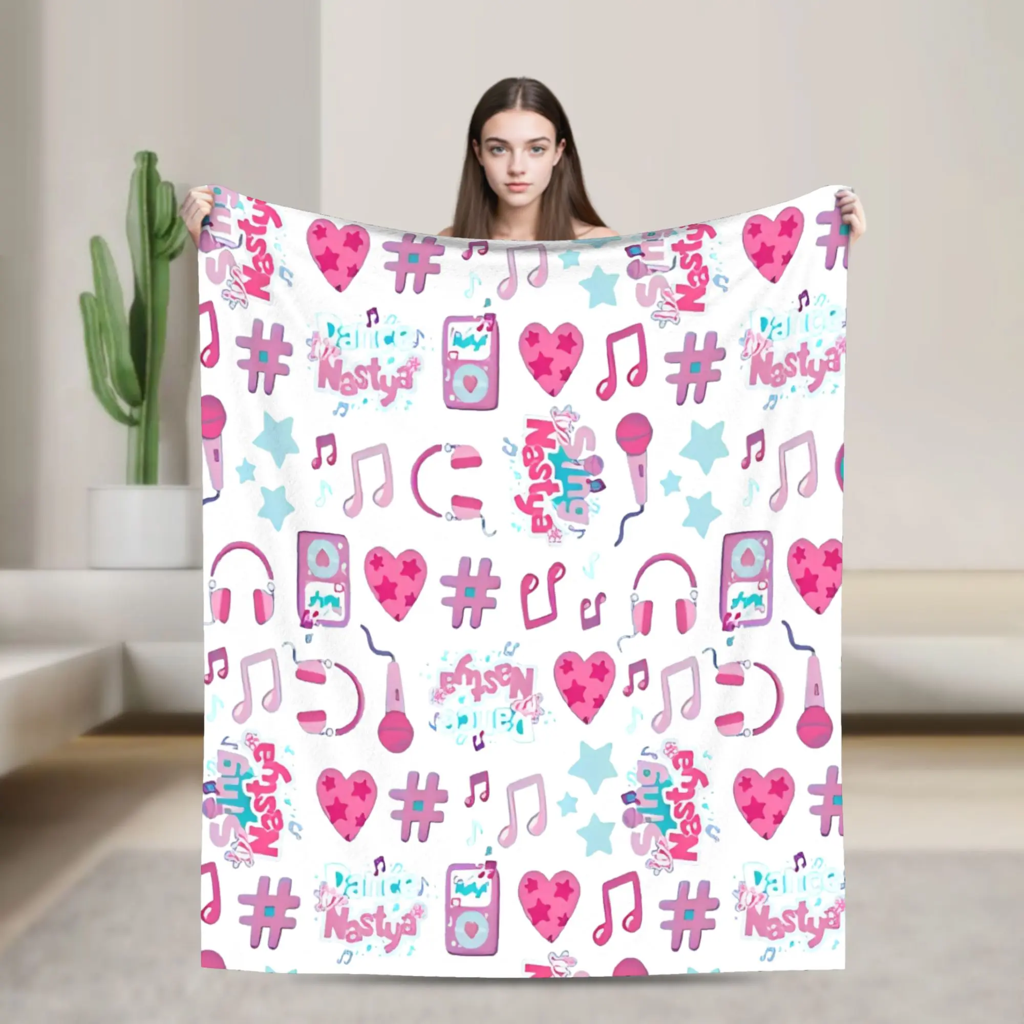 

Cute Like Nastya Cartoon Blankets Flannel Throw Blanket Bed Sofa Decoration Lightweight Bedspread