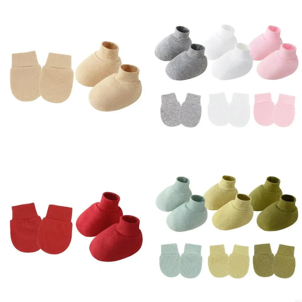 

Варежки с эластичной манжетой для новорожденных и нескользящими носками для защиты кожи младенцев 0-6 месяцев, защитные перчатки