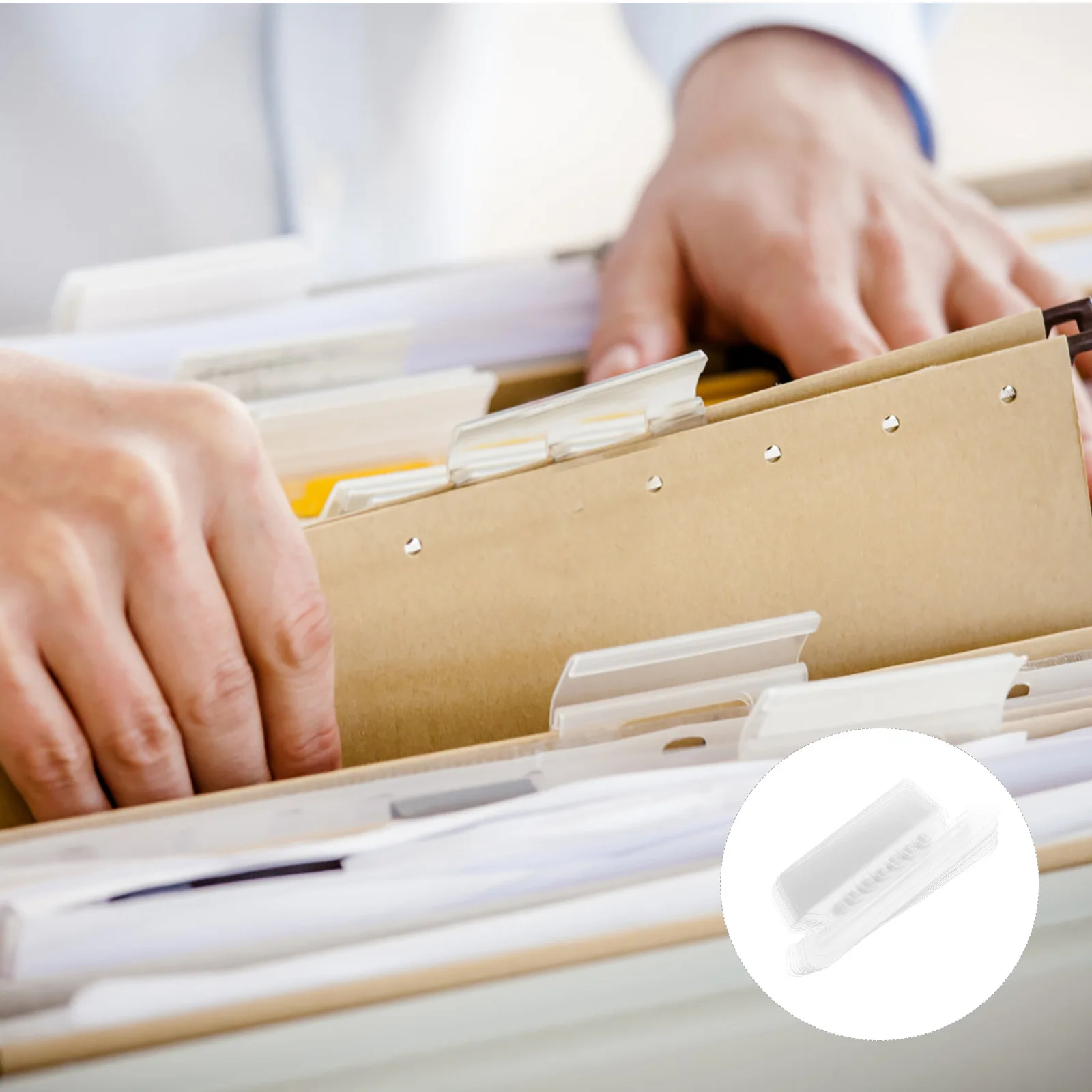 100 قطعة من علامات تبويب مجلد الملفات المعلقة، علامات تبويب مؤشر PVC لتنظيم المستندات المنزلية والمكتبية والتصنيف