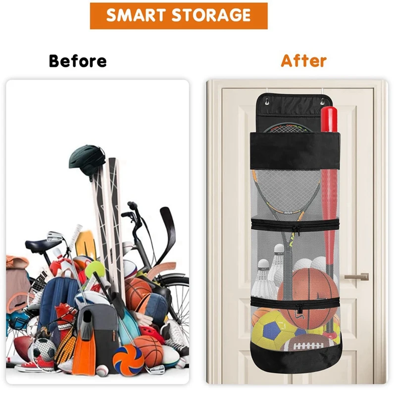 Basketball Hanging Bag Over The Door Hanging Sports Equipment And Ball Storage, Garage Sports Equipment Organizer image 4