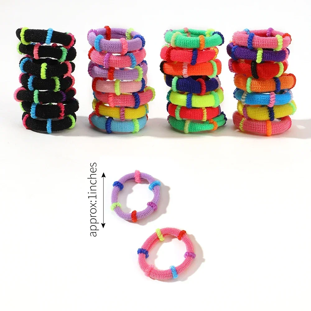 60pcs/lot Colorful Elastic Hairband Rubber Bands for Children Ponytail Support Hairties Splicing Headrope Kids Hair Accessories