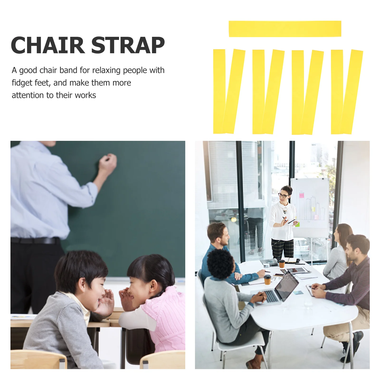 

10Pcs Colored Elastic Bands Fidgety Feet Chair Straps Classroom Use Easy Install Remove Relaxing Chair Bands