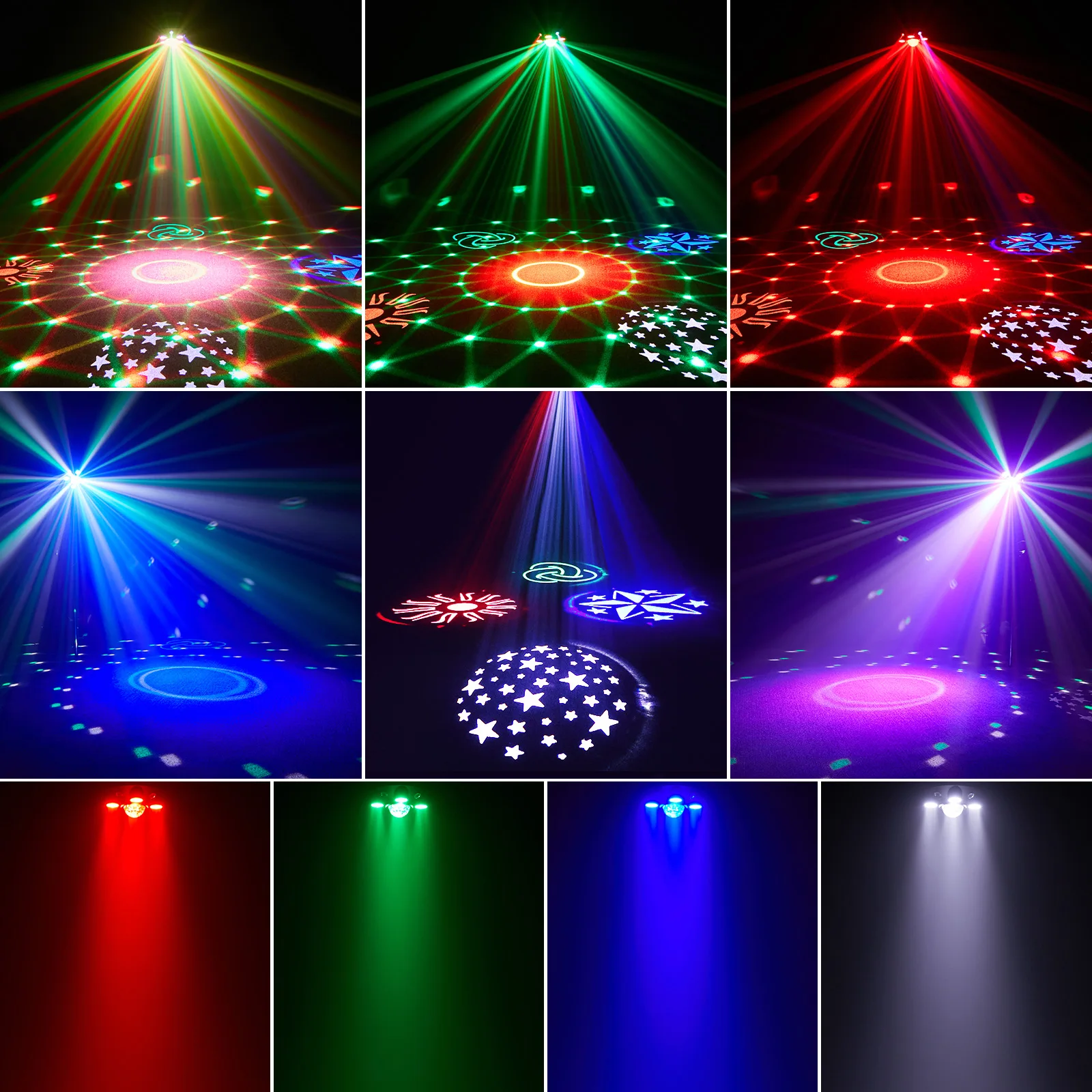 GEFENSI 70W Magic Ball Disco  Party  4in1 LED RGBW Beam Moving Head  DMX512 Effect Pattern Strobe Stage