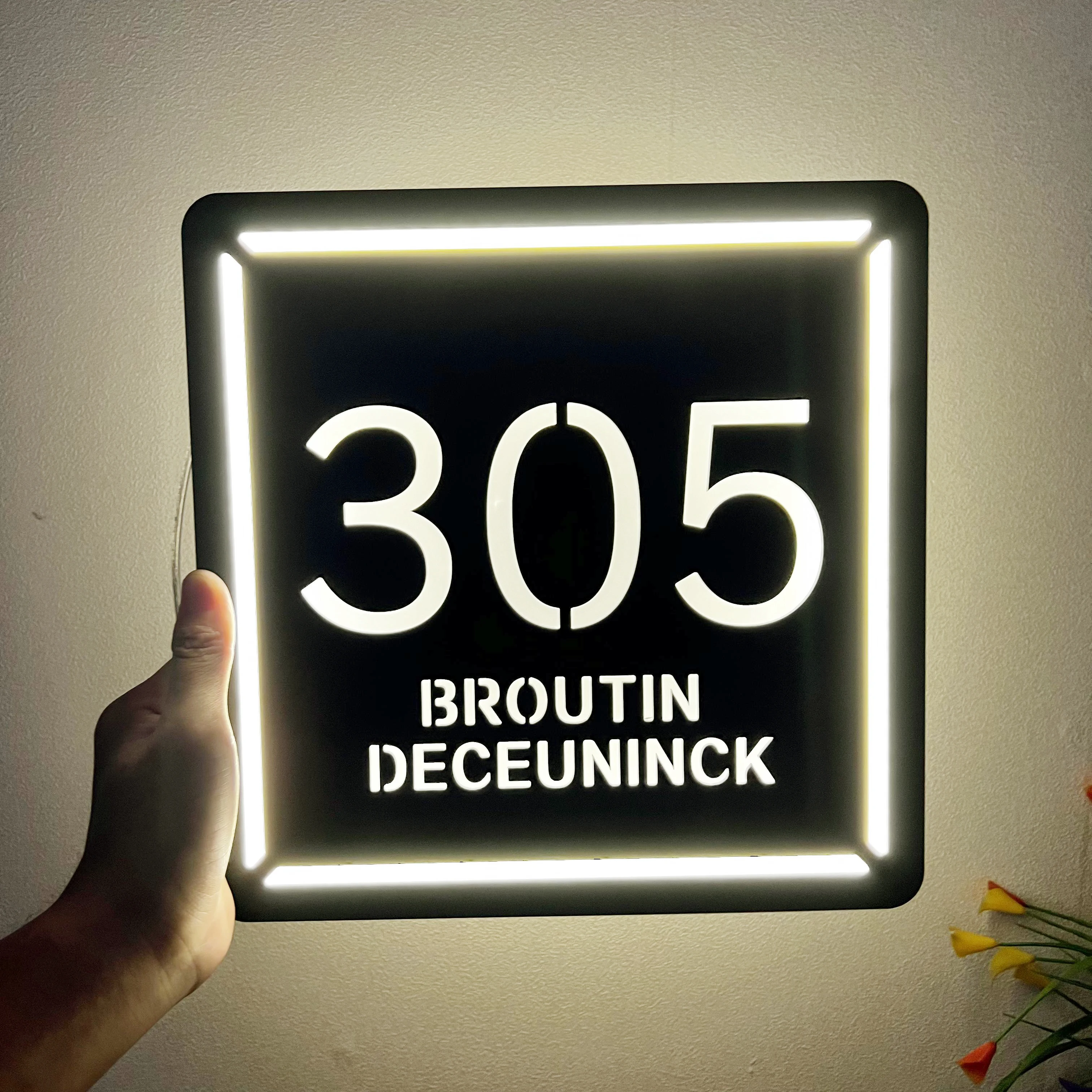 

Personalized LED House Number Outdoor With USB Cable Custom Door Sign External Large Size House Numbers Light Door Plate Decor