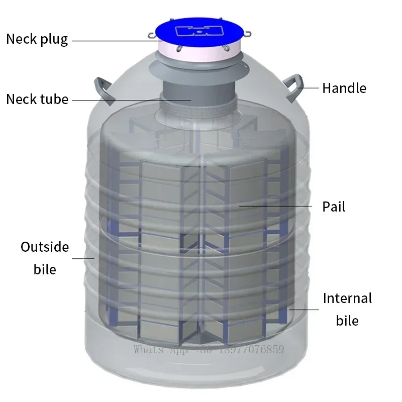 47L Medium Capacity Aluminum Liquid Nitrogen Tank Dewar Container YDS-47-127 With 6PCS 5*5 Rack For For Laboratories