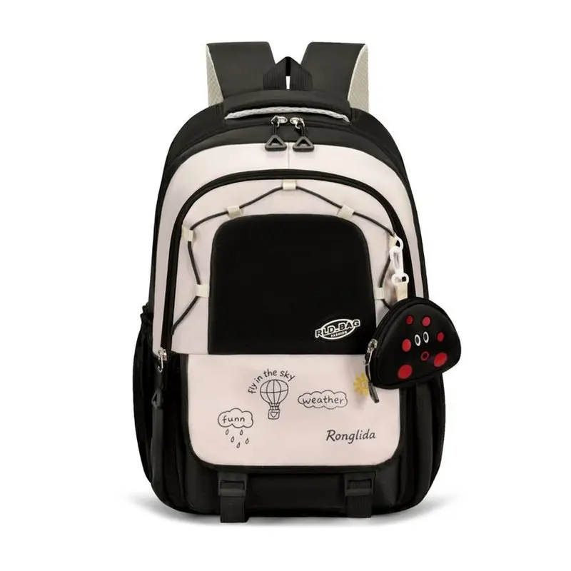 New Cute Cartoon School Bag for Girls Kawaii Backpack with Plush Pendant Large Capacity Bookbag for Kids Teens Elementary School