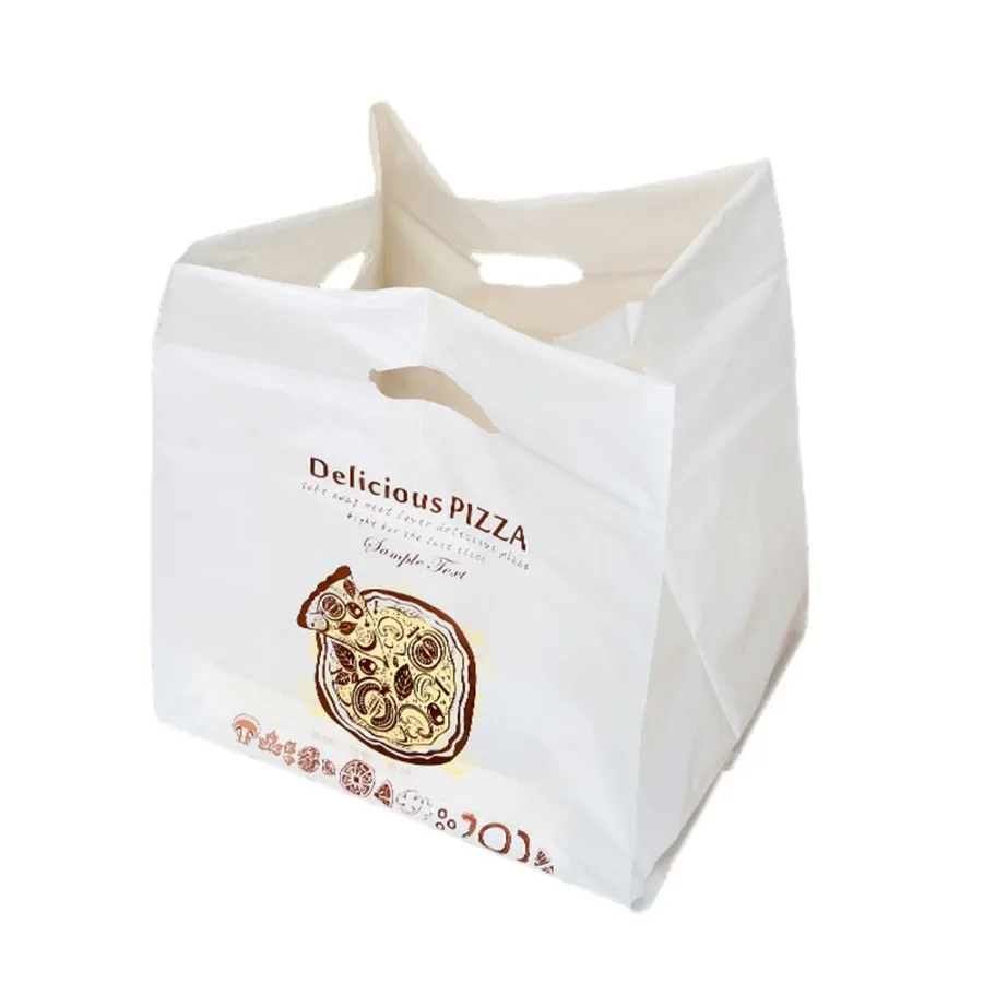 

50 Pack Plastic Handle Pizza Merchandise Bags for Take Out Packing