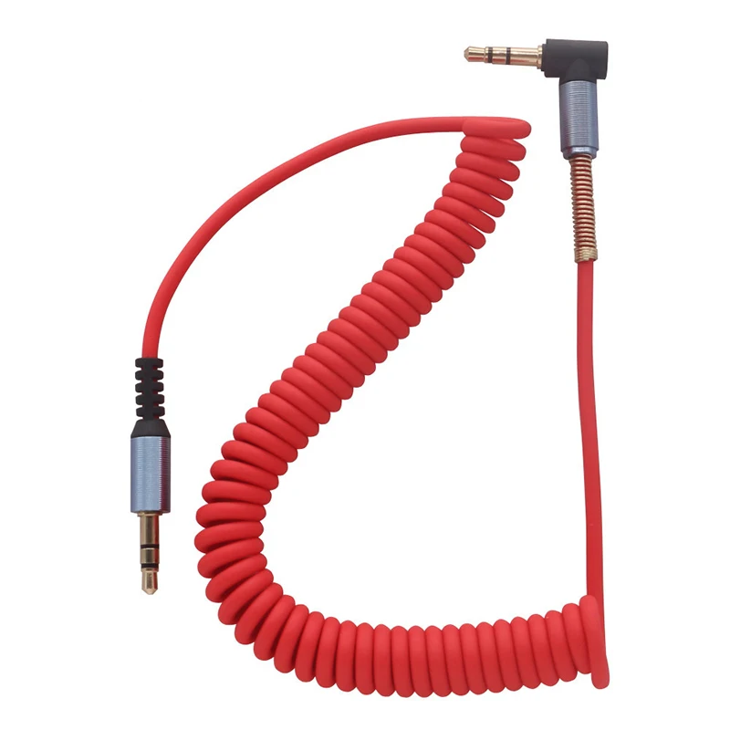 Straight Head+bent Spring Extension 3.5mm Male To Male Aux Audio Speaker Car Accessories Headphone Cable Audio A2