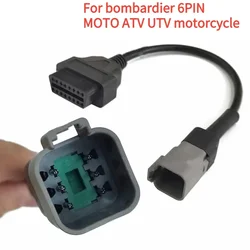 Cable adaptador de diagnóstico OBD2 de 6 pines a 16 pines hembra para Bombardier, Cable conector para MOTO BRP de 6 pines, ATV y UTV