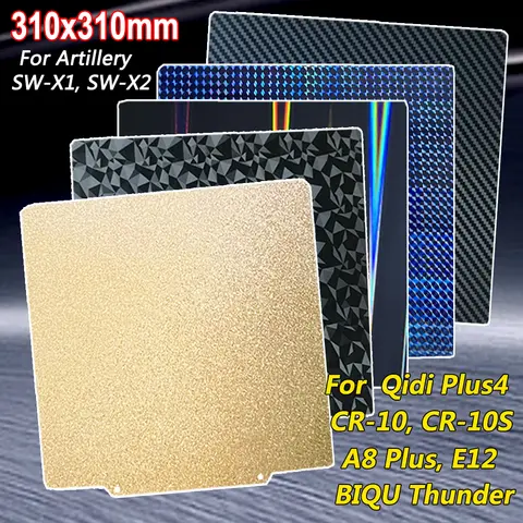 310X310mm PEI Sheet for QIDI Plus 4 Creality CR10, Artillery Sidewinder X1/X2, Anet A8 Plus E12 Tevo Tornado Print Build Plate