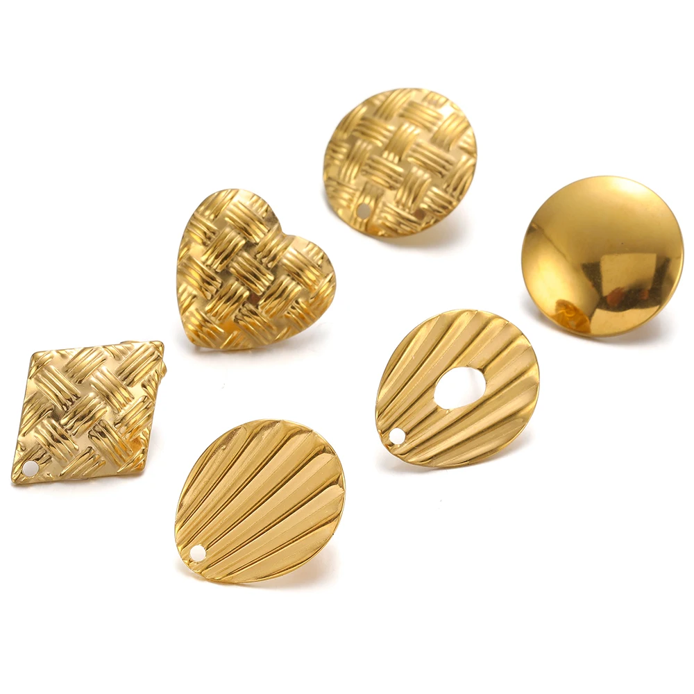 

10Pcs Stainless Steel Heart Classic Braid Stud Earrings Posts for DIY Jewelry Making Connectors Accessorie Bulk Wholesale