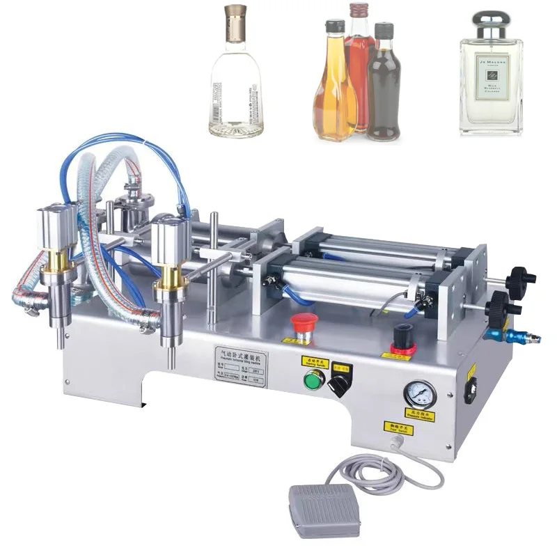 Horizontal Liquid Quantitative Filling Machine 220V/110V Double Head Stainless Steel Soy Sauce Vinegar Filling Machine