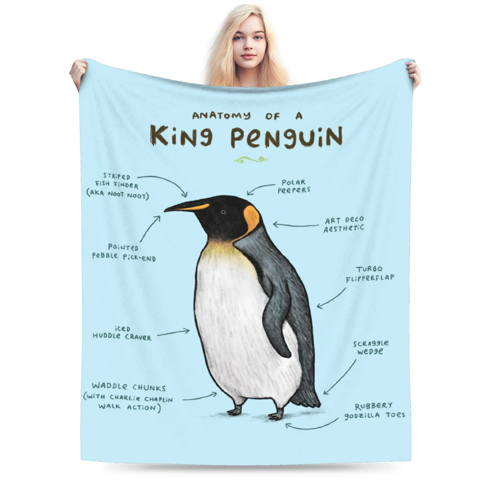 Custom Anatomy Of a King Penguin Blanket 3D Printed Soft Flannel Fleece Warm  Throw Blankets for Office Bedding Couch Quilt
