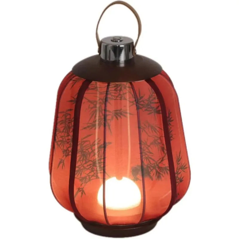 

Antique charging touch wireless portable lantern fabric desk lamp, Chinese retro