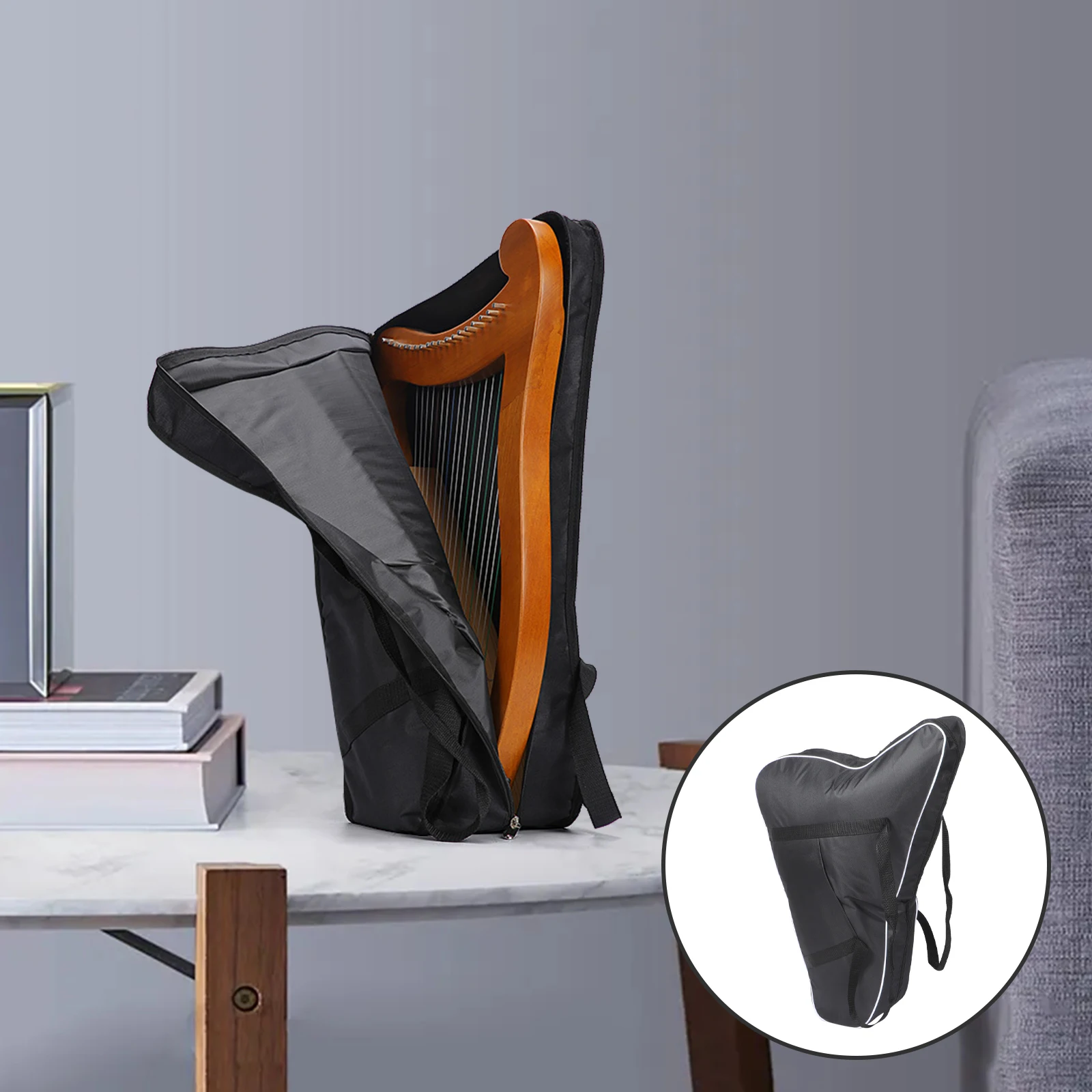 

Lyre Harp Storage Lightweight Durable Simple Handle Gig Bag Musical Instrument Case Thumb Piano Carry Bag Accessories