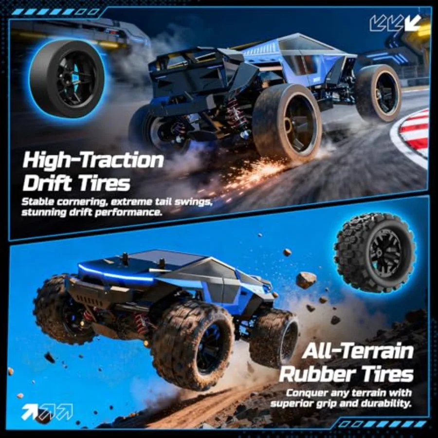 All Terrain RC Car For Racing And Drifting, ABS Plastic Body In Black And Red, 40KM/H Speed With Extra Drift Wheels And 2.4GHz