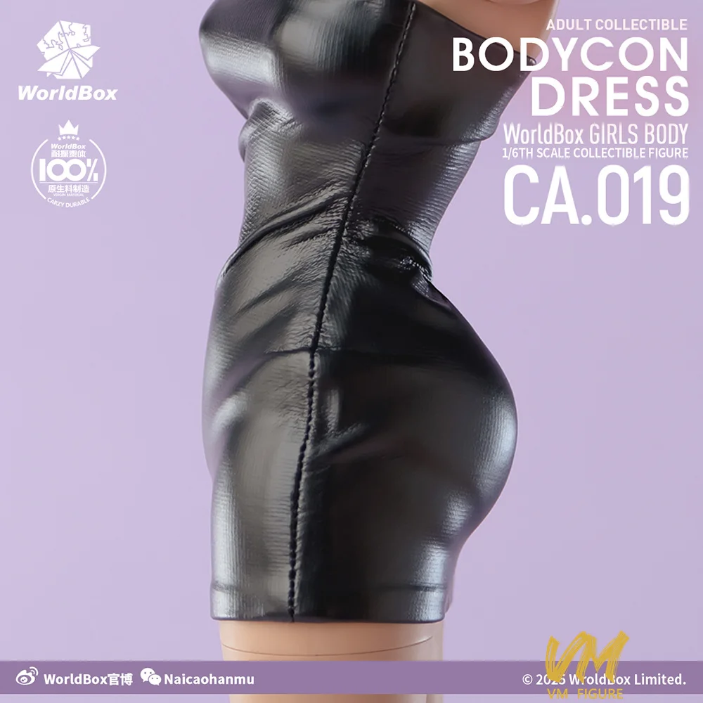 Worldbox ca019 1/6 vestido bodycon sem alças saia de couro botas de cano médio roupas cabem 12 "figura de ação soldado feminino bonecas corporais