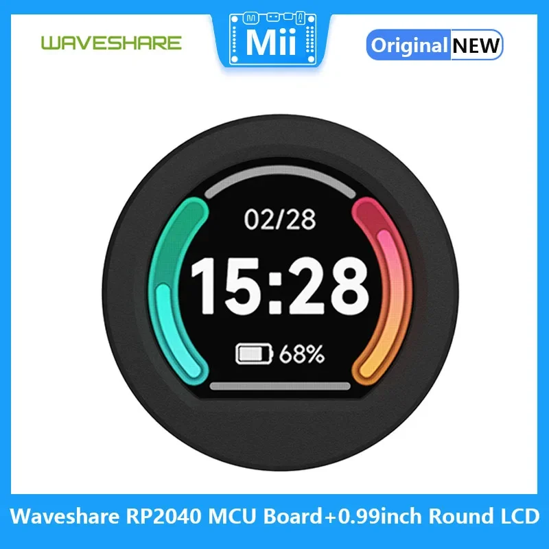 Waveshare RP2040 MCU Board, With 0.99inch Round LCD, Accelerometer And Gyroscope Sensor, With CNC Metal Case