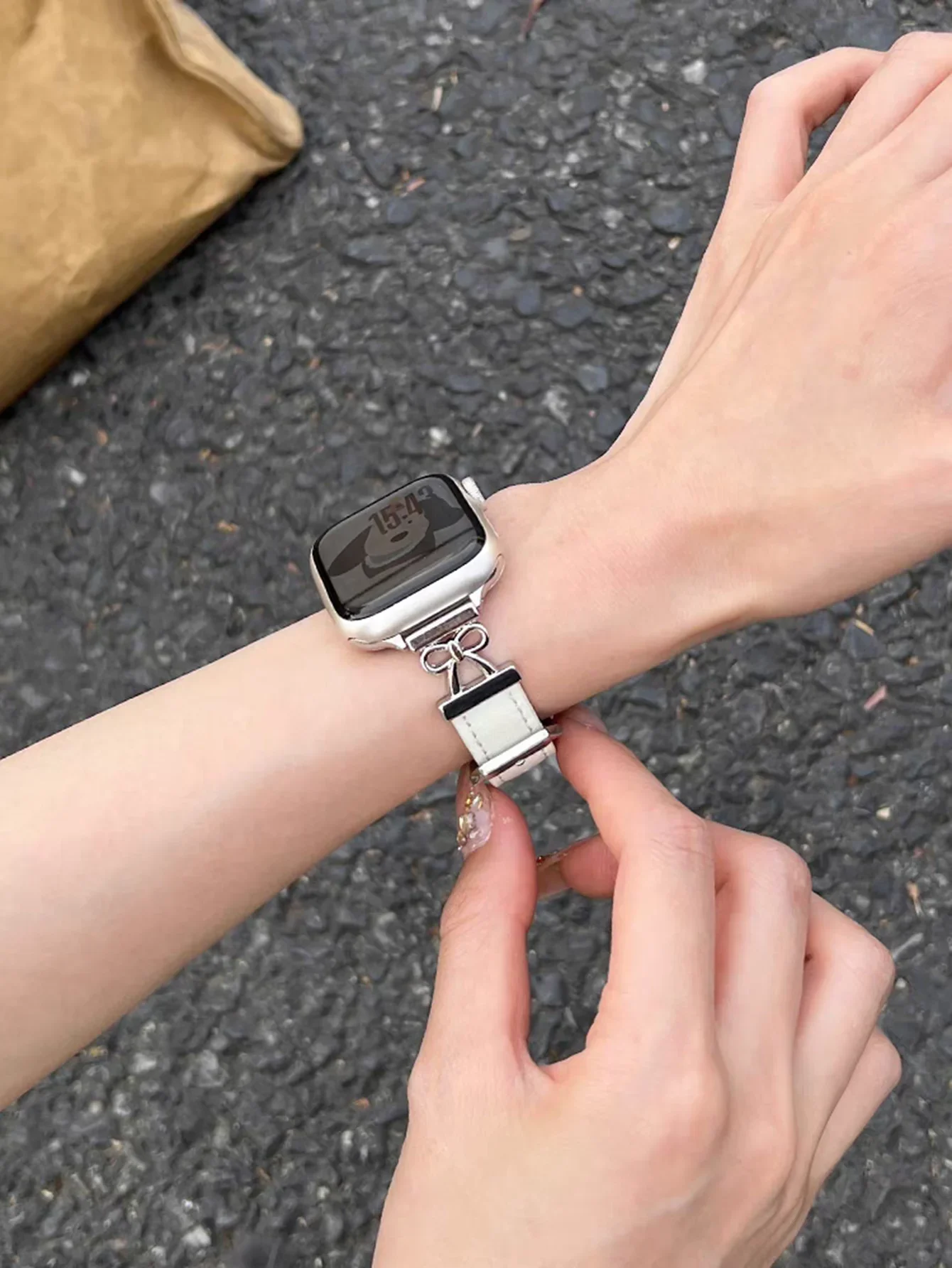 ممتاز القوس حلقة جلدية ل سوار ساعة يد آبل النساء 10/9/8/7/6/5/4/3 SE 38 مللي متر 40 مللي متر 41 مللي متر 42 مللي متر 44 مللي متر 45 مللي متر 46 مللي متر 49 مللي متر حزام