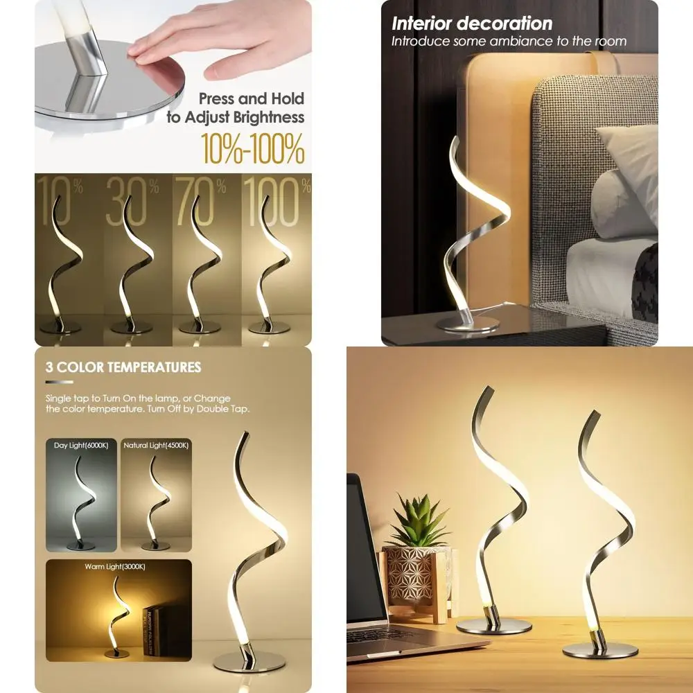 

Настольная светодиодная лампа с сенсорным управлением - 3 цветовые температуры, регулируемая прикроватная лампа для дома и офиса (2 шт.)