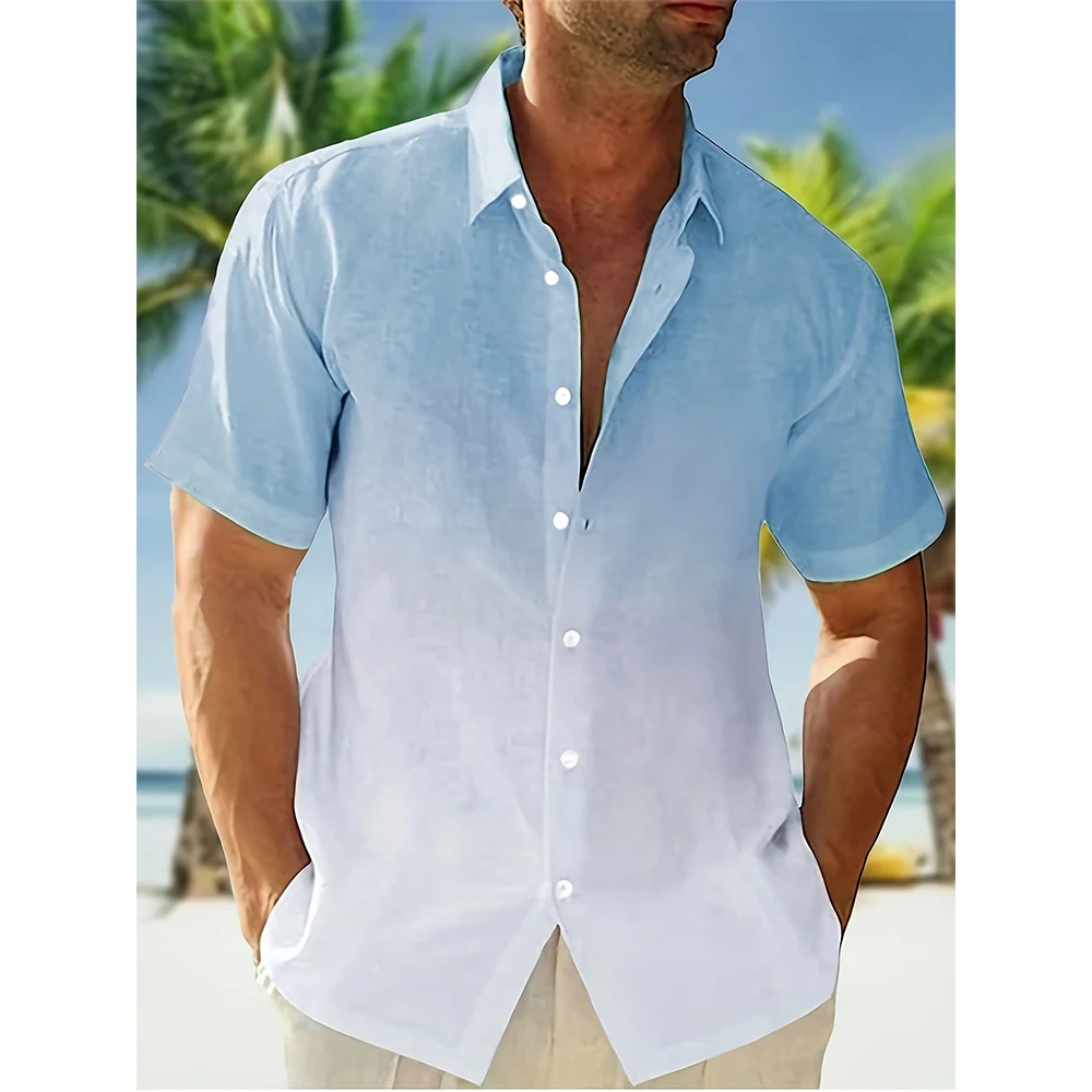 Camisas hawaianas con estampado 3D degradado de verano para hombre y mujer, ropa de calle informal a la moda, camisa de manga corta de gran tamaño, Tops para hombre, blusa