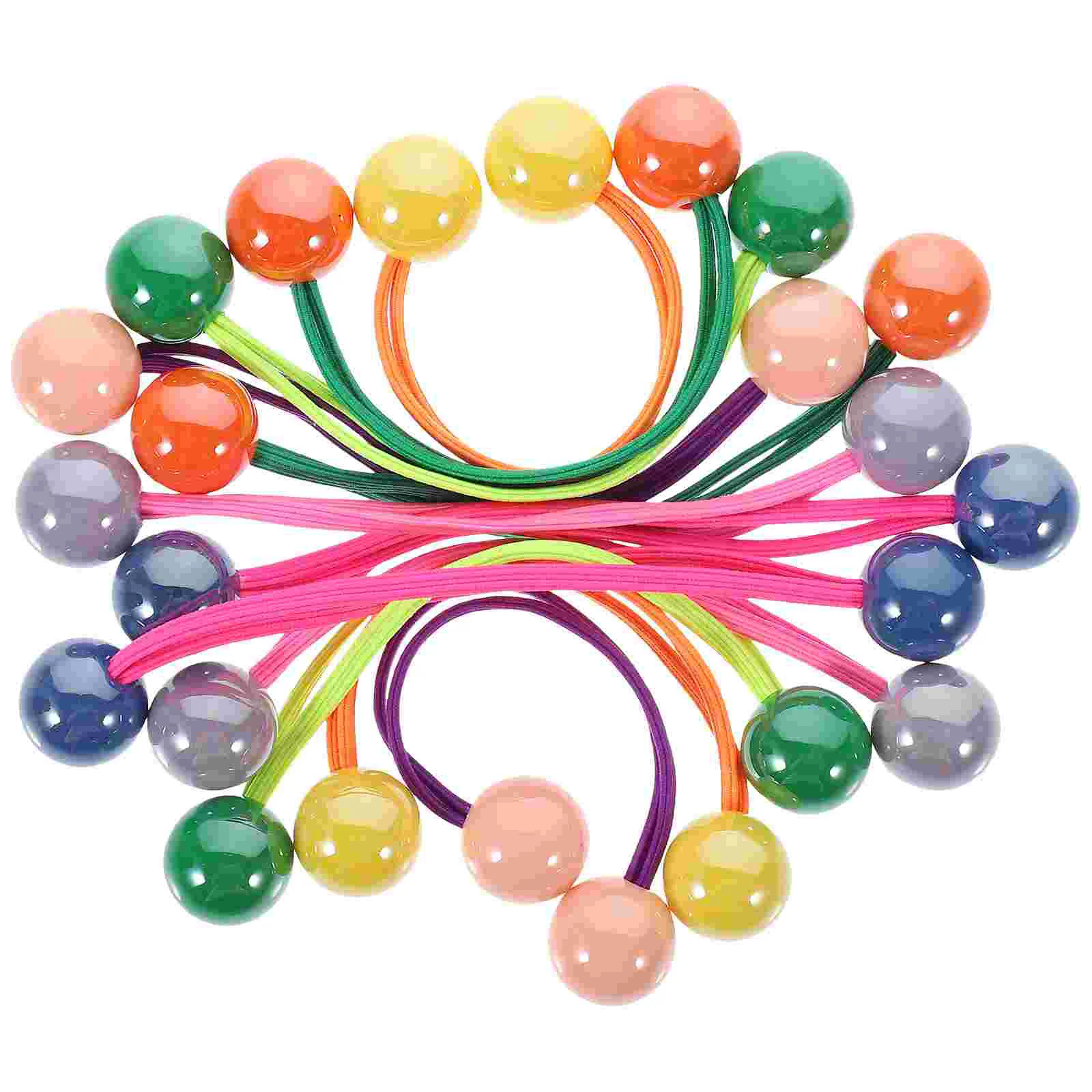 12 Pcs High Elasticity Candy Color Ball Hair Band Double-headed Rubber 12pcs Ponytails Rope Girl