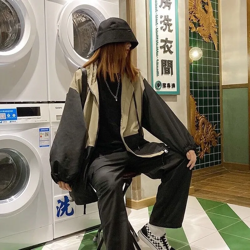 

Basic Jackets Women Cargo Patchwork Vintage Harajuku BF Style Loose All-match Casual Stylish Chic Neutral Unisex Streetwear Cozy