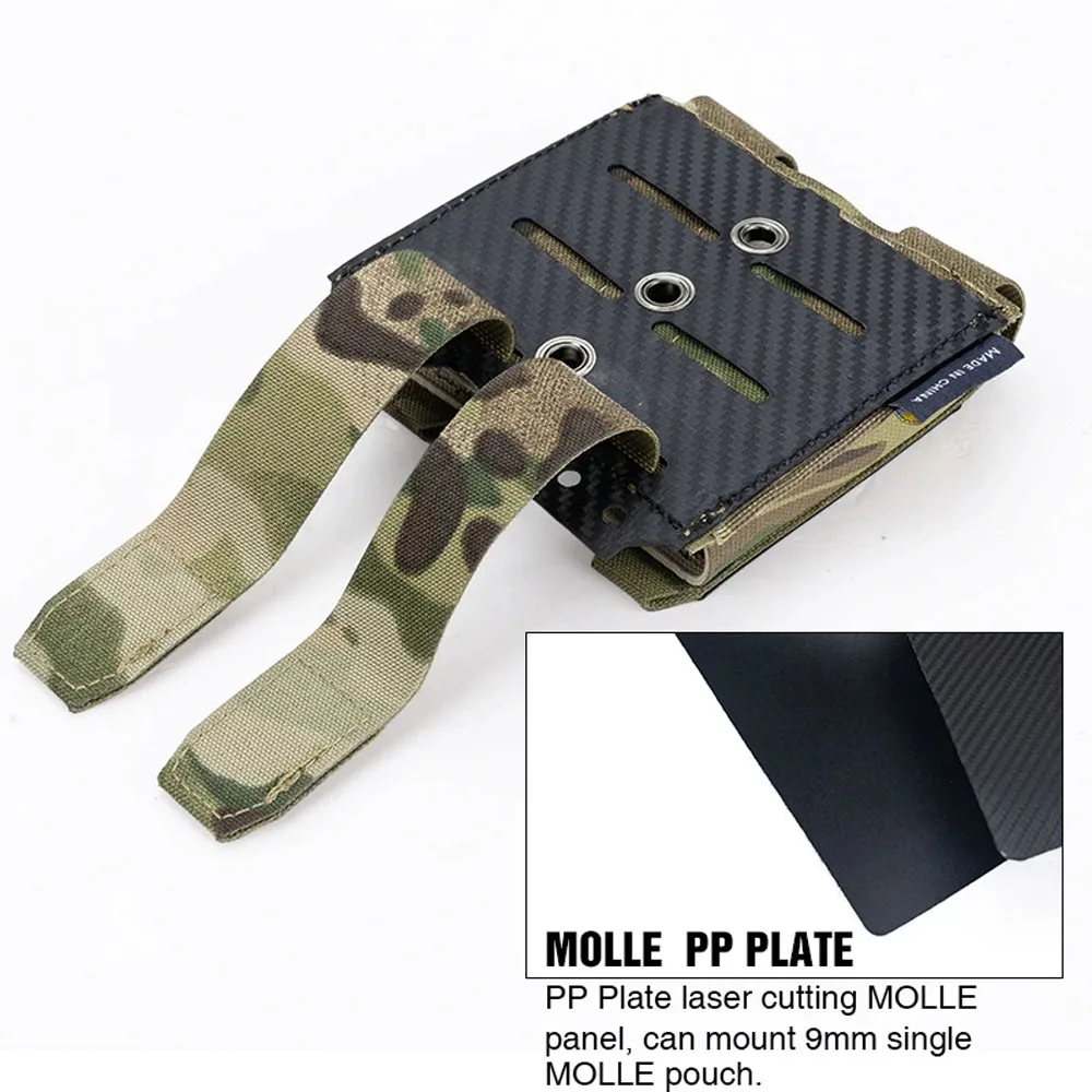 Molle-Tactical Dual Magazine Pouch, 9mm Pistol, Outdoor Hunting, Carbon Fiber, Multi-functional Accessory, MC Bullet Clip Pouch