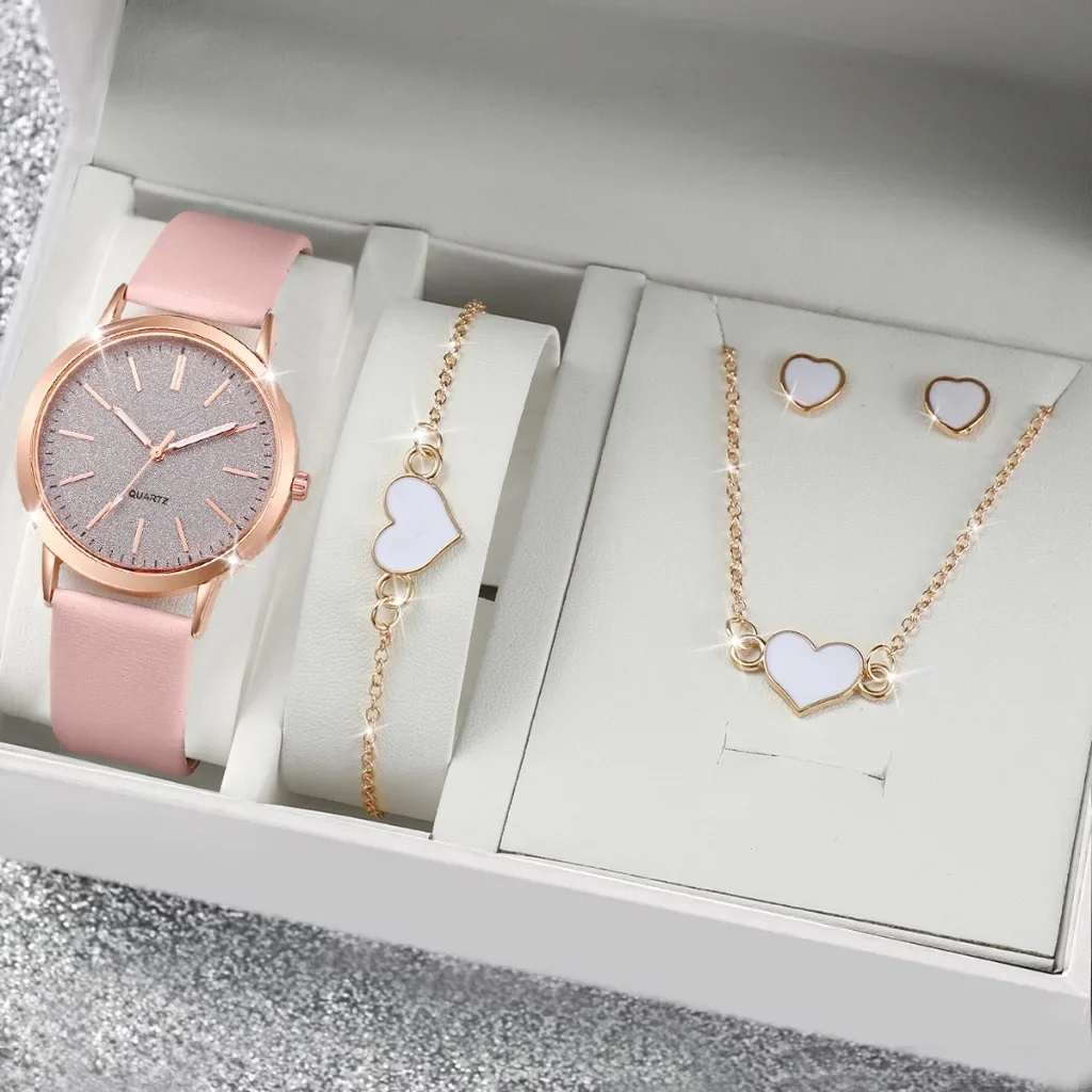 Horloge à quartz multifonctionnelle de luxe pour femme, cadran pailmétrage, montre décontractée, ensemble de bijoux sans boîte