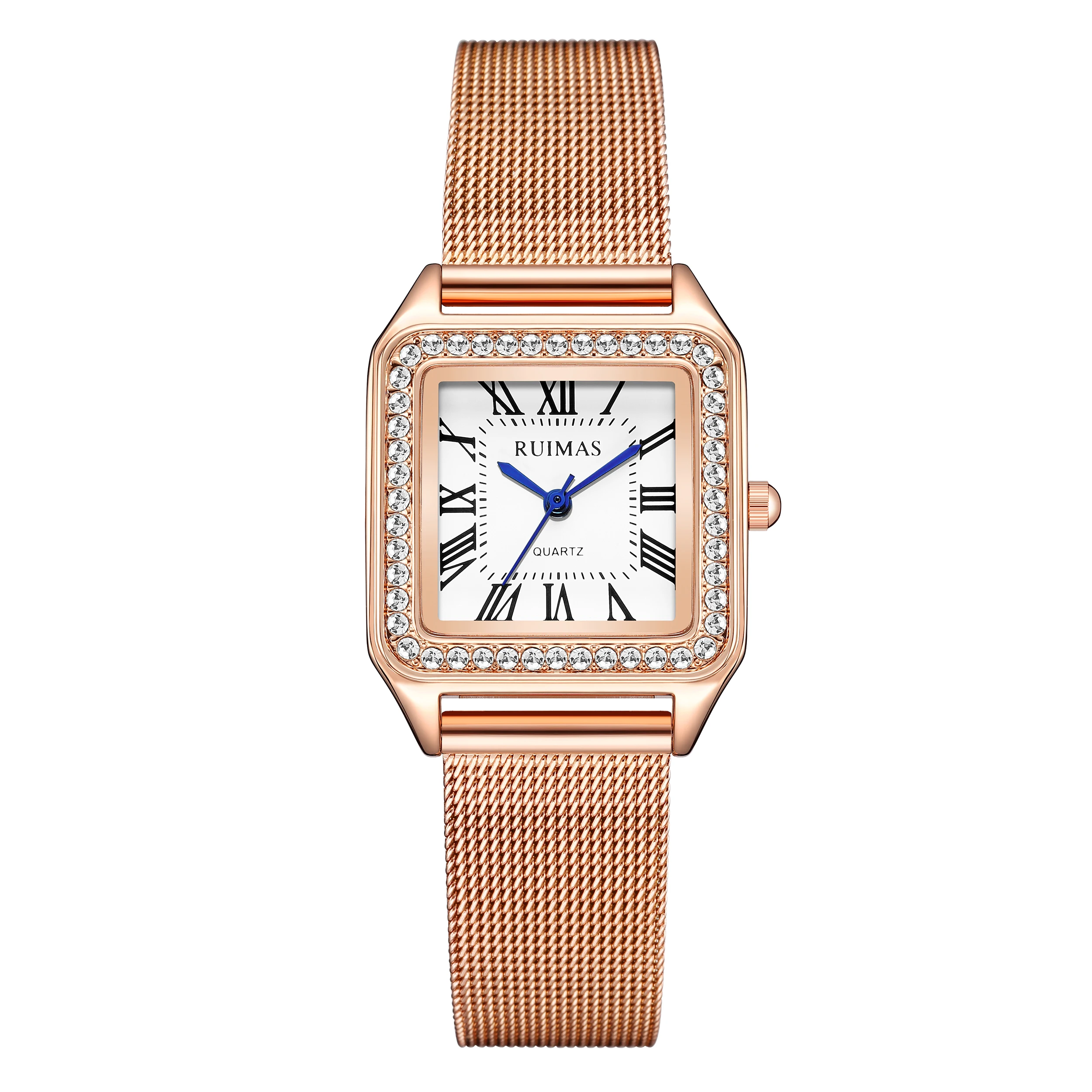 RUIMAS кварцевые часы с сетчатым ремешком из нержавеющей стали для женщин, роскошные простые женские спортивные наручные часы для отдыха, Reloj Mujer 336