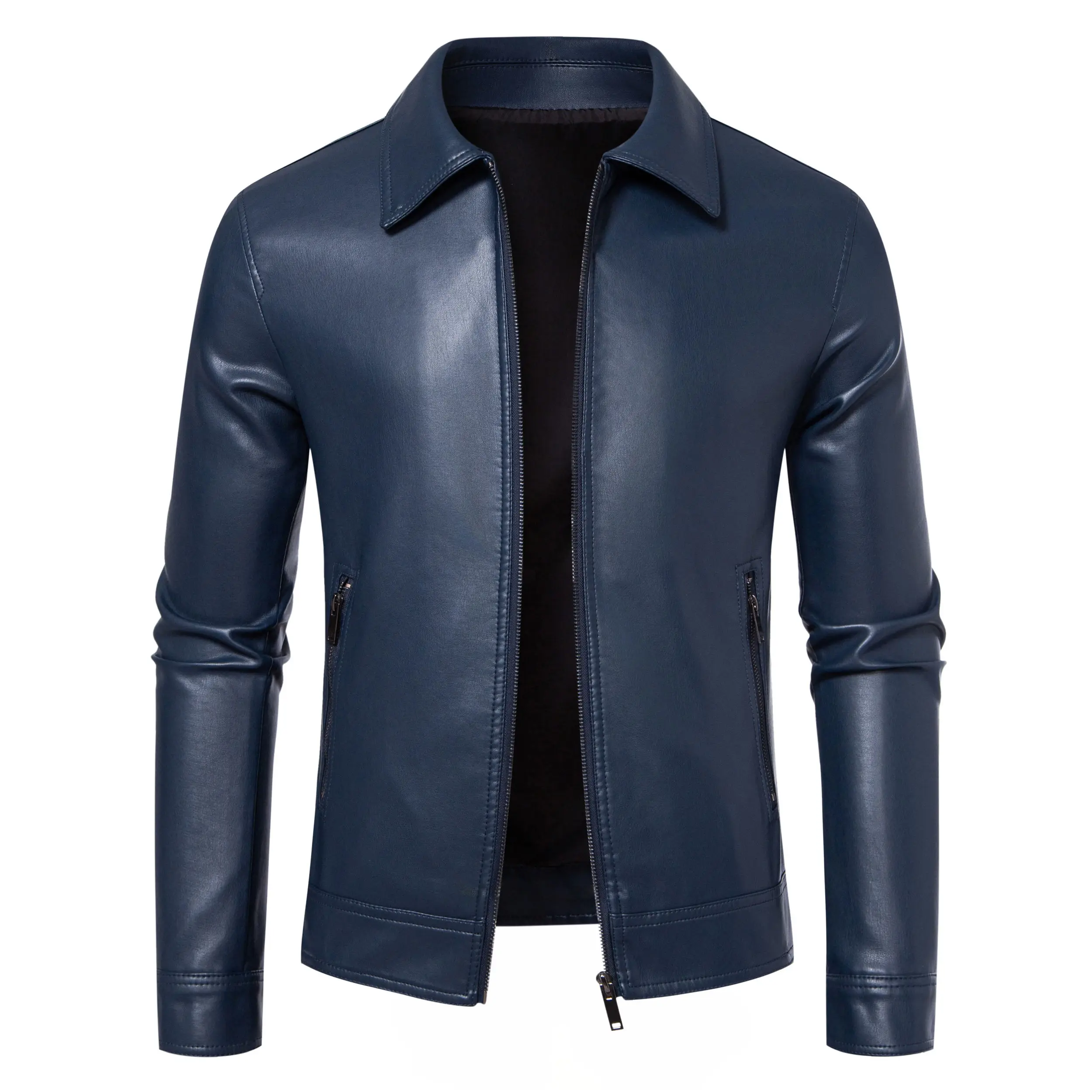 Mens Biker Clothes Slim Fit Casual Leather Jackets Trendy Mens Jackets Fashion Brand Vintage Leather Coats Men's Motorcycle Coat