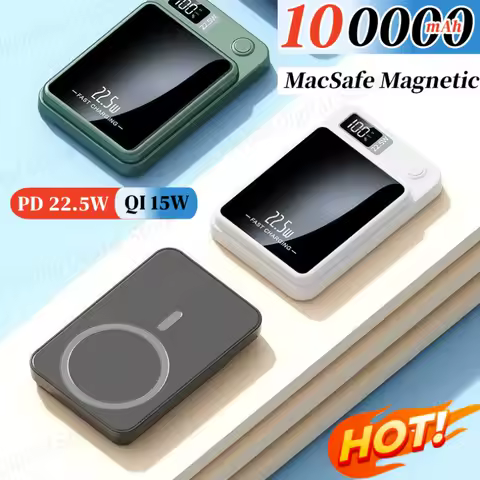 22.5W Wireless Magnetic Power Bank 100000mAh Fast Charging Portable External Battery PowerBank Adapter For Xiaomi Samsung iPhone