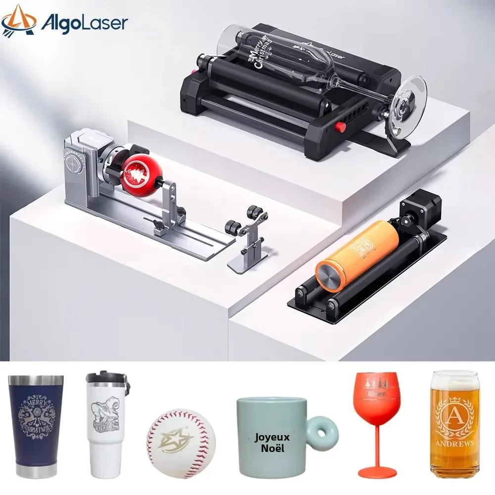 Rouleau rotatif AlgoLaser pour graveur laser, mandrin rotatif multifonctionnel 4-en-1, outils de mandrin à mâchoires axe Y pour machine de gravure