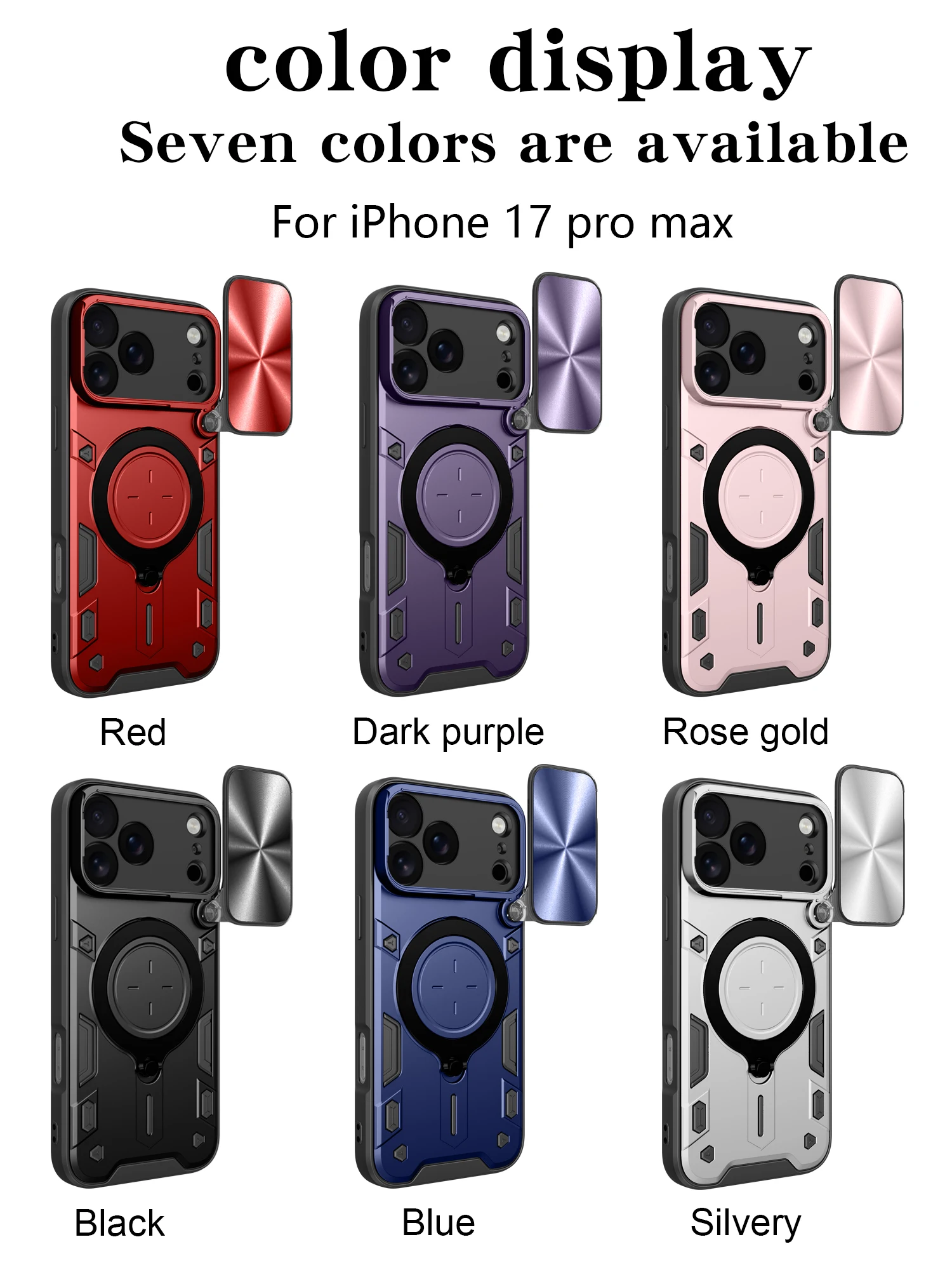 

Camera Lens Protect Shockproof Case For iPhone 17 Pro Max Luxury PC+TPU Holder Cover Phone Back Protective Skins Shell Kickstand