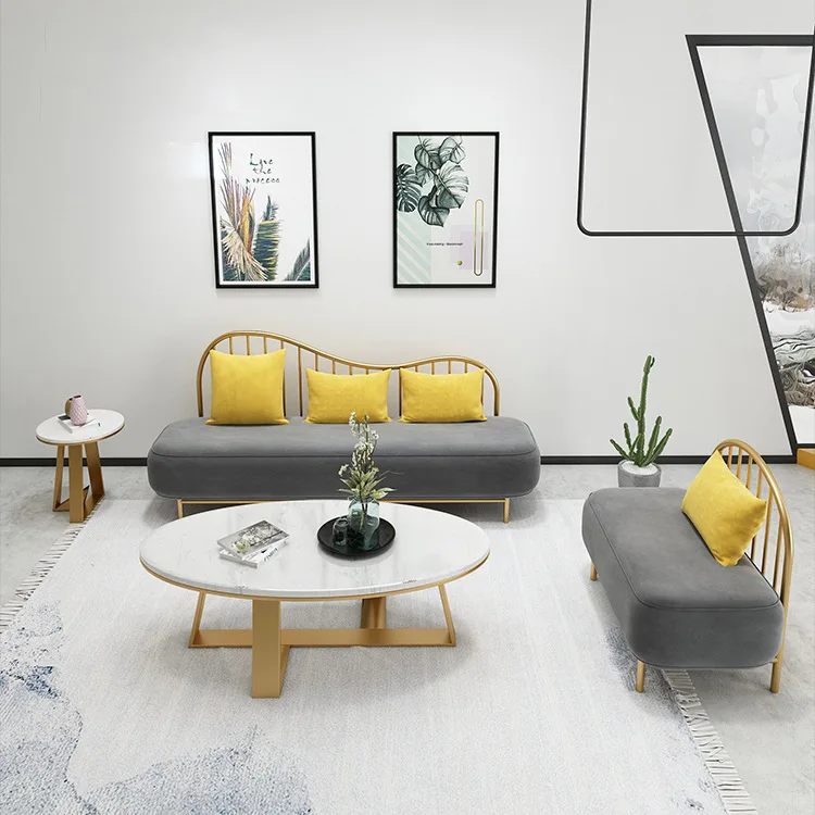 

Beauty Salon Furniture Barber Shop Waiting Area Set Reception Waiting Sofa Chair for Salon