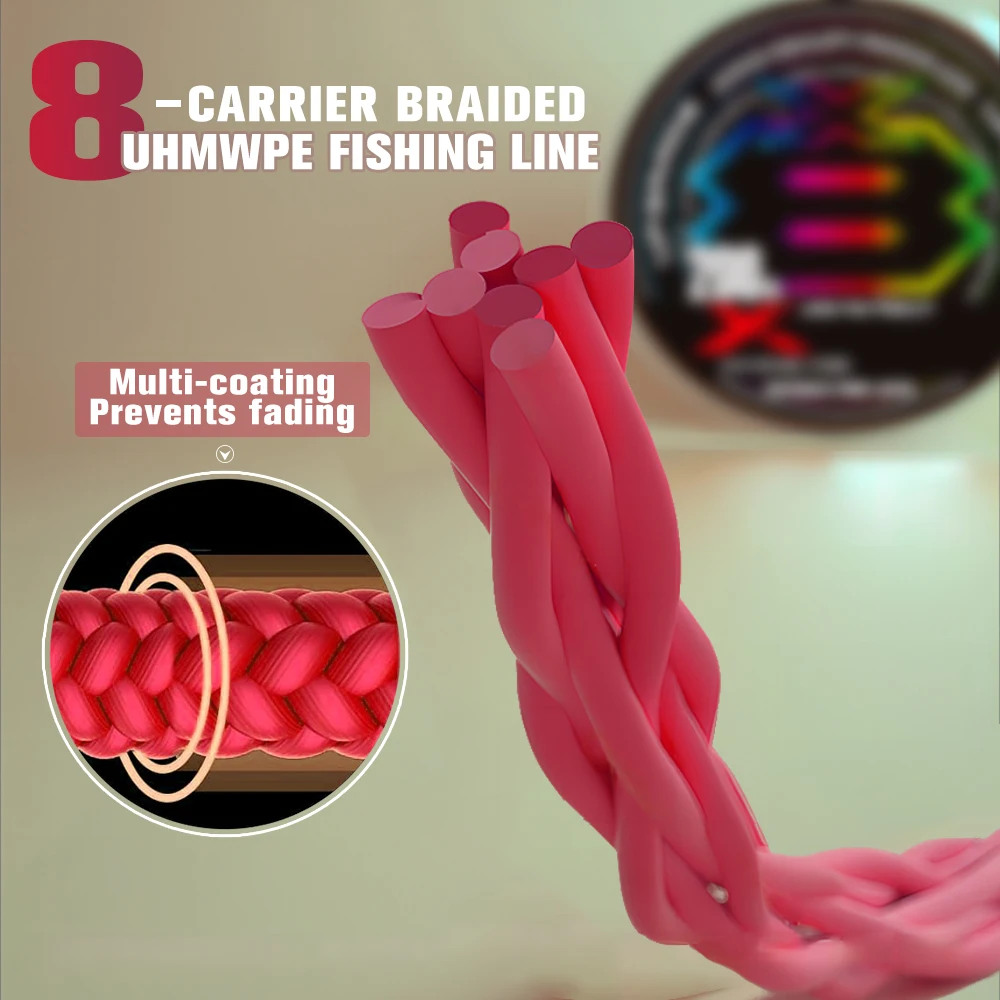 NEW Japan Original Xbraid Upgrade X8 Never Fade Multicolor Multifilament Line Fishing 1000M/500M/300M for Carp Bass Fishing Line