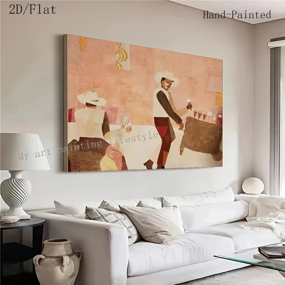 

100% Handmade Abstract Oil Painting Nordic family gathering Wall Art Image Original Mural for Living Room Home Decor Picture