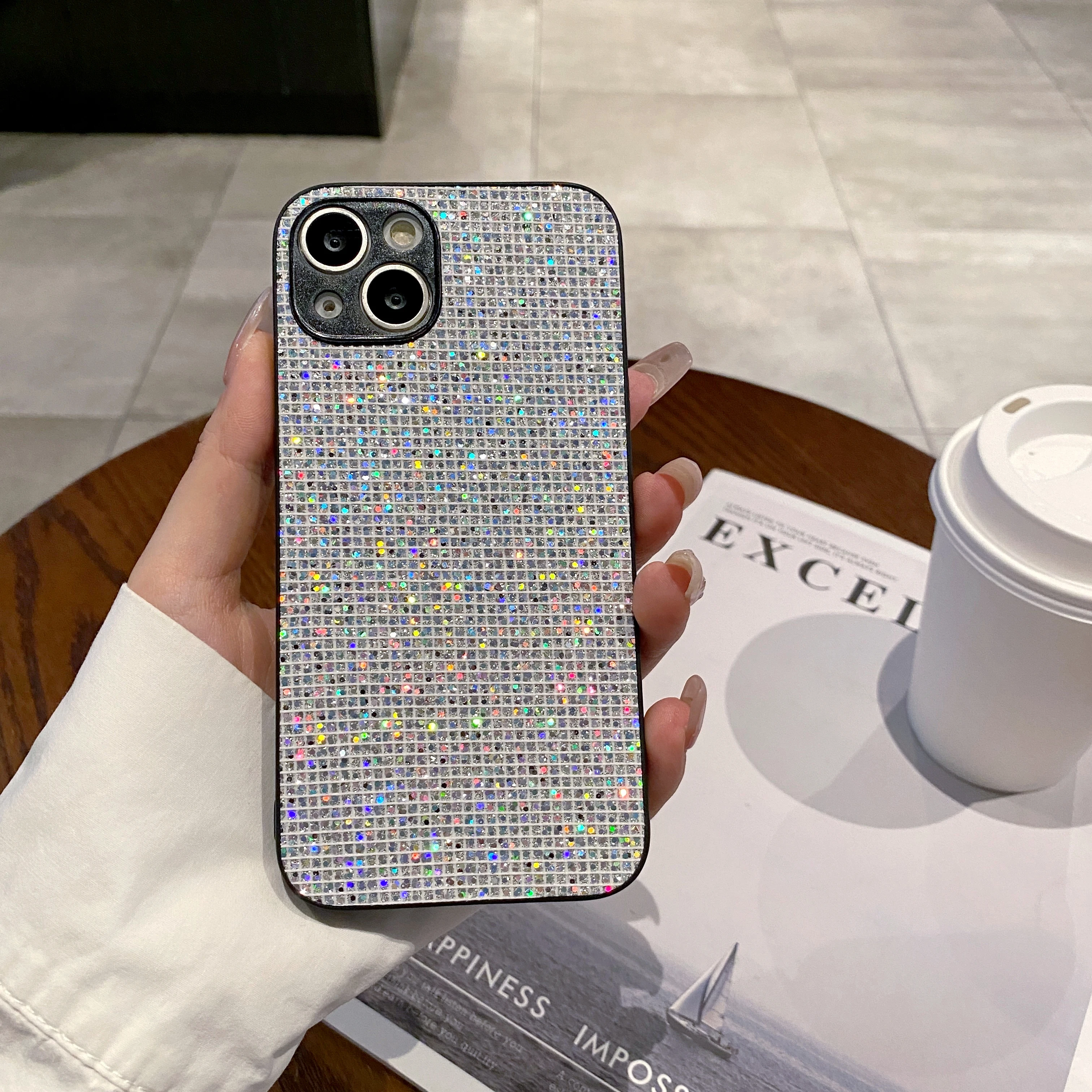 الفاخرة بلينغ بريق ملون الترتر شعرية نمط لينة قضية الهاتف آيفون 17 16 15 14 13 12 11 برو ماكس زائد 16E غطاء الهواء