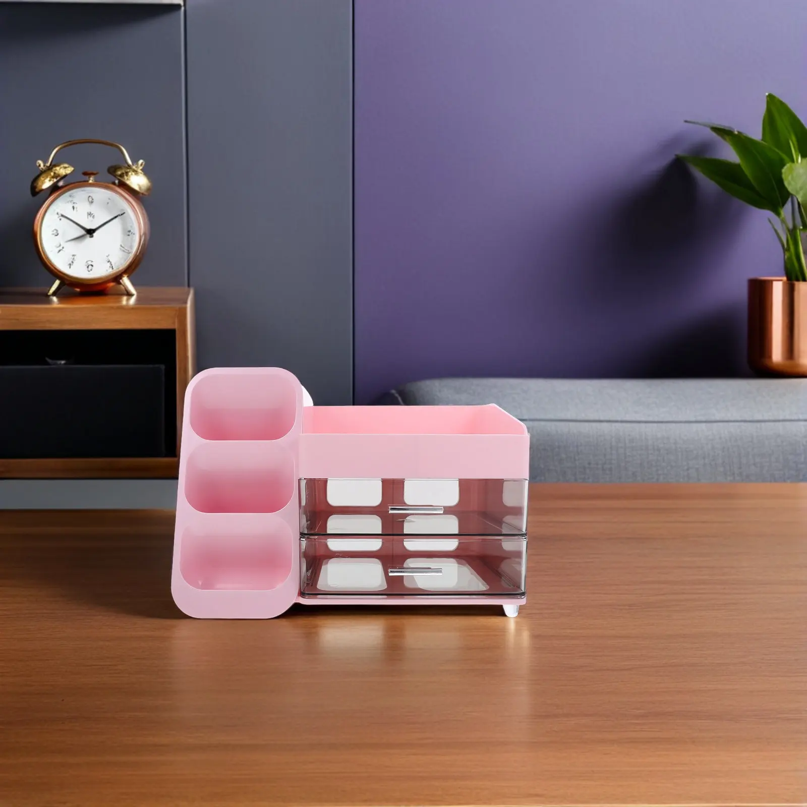 Makeup Organizer Storage Box Large Capacity Pink Vanity Case with Drawers for Skincare Cosmetics