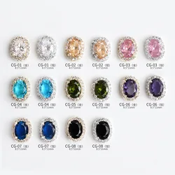 2Pcs Luxury Quality Zircon Nail Charms Oval Shaped Shiny Korean Designs Charms Jewelry For Fashion Nail Art Decoration