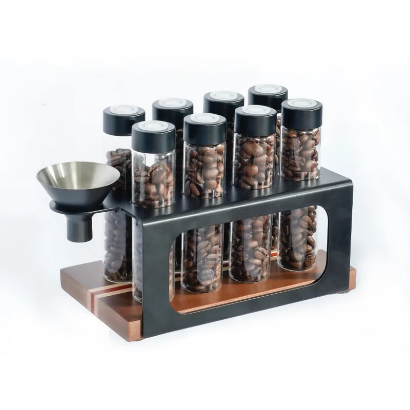 Airtight Coffee Bean Storage Jar Rack, One-Way Valve Preserve Canister Set for Home & Tasting